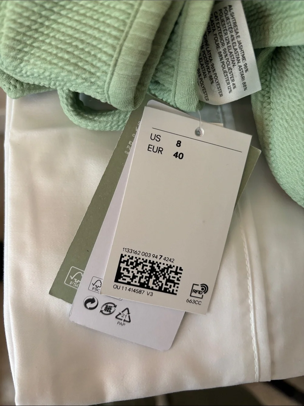 H&M Textured Mint Green Bikini Set